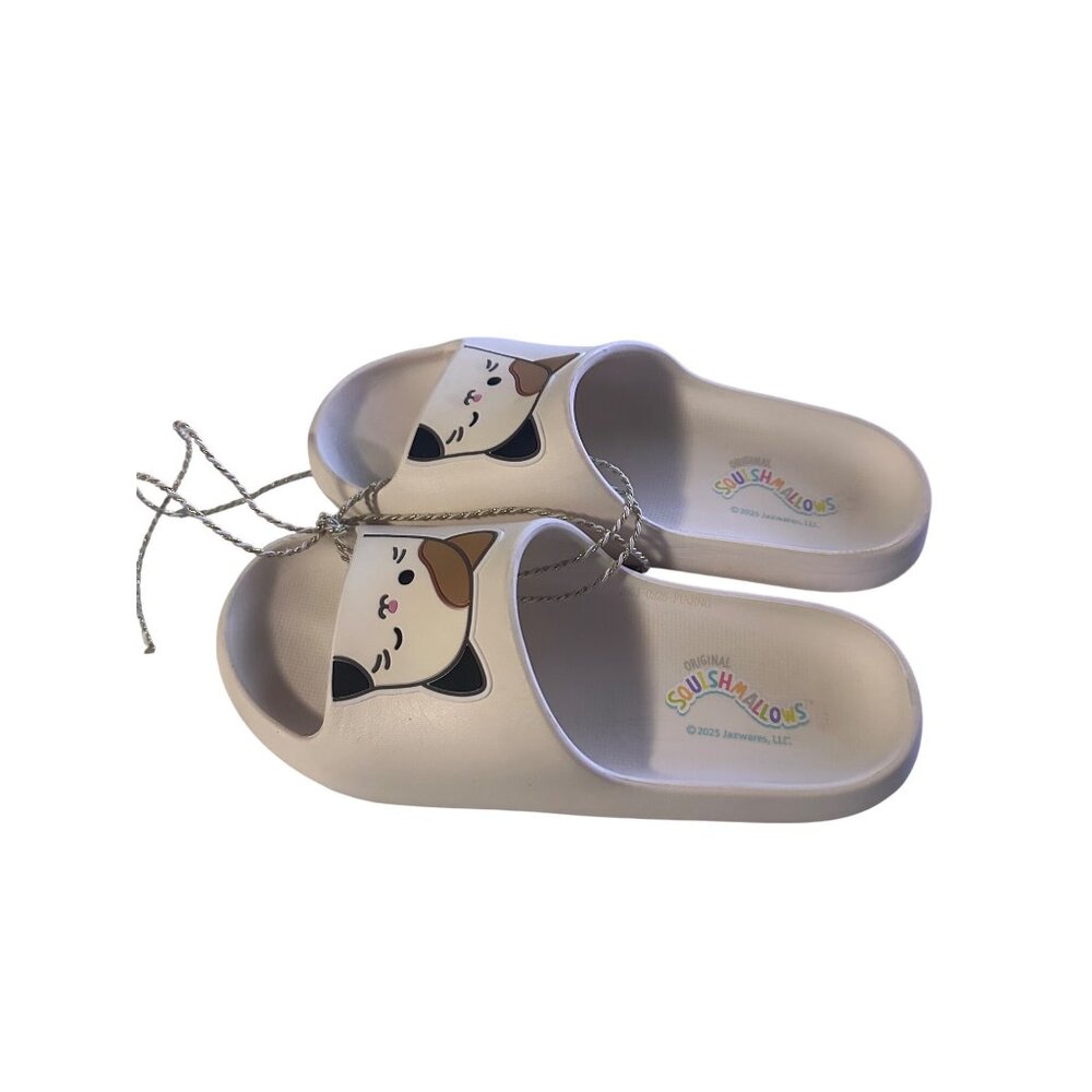 Original Squishmellows white slides Cameron the Cat size 7/8